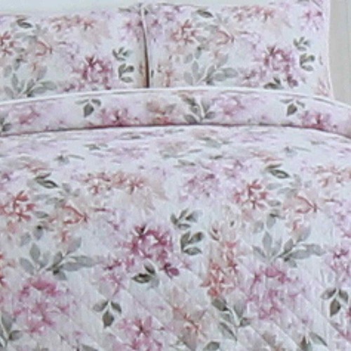 Nicole Miller Home 3 Piece Quilt Set Full/Queen w Shams Floral Print 100% Cotton - Picture 2 of 12