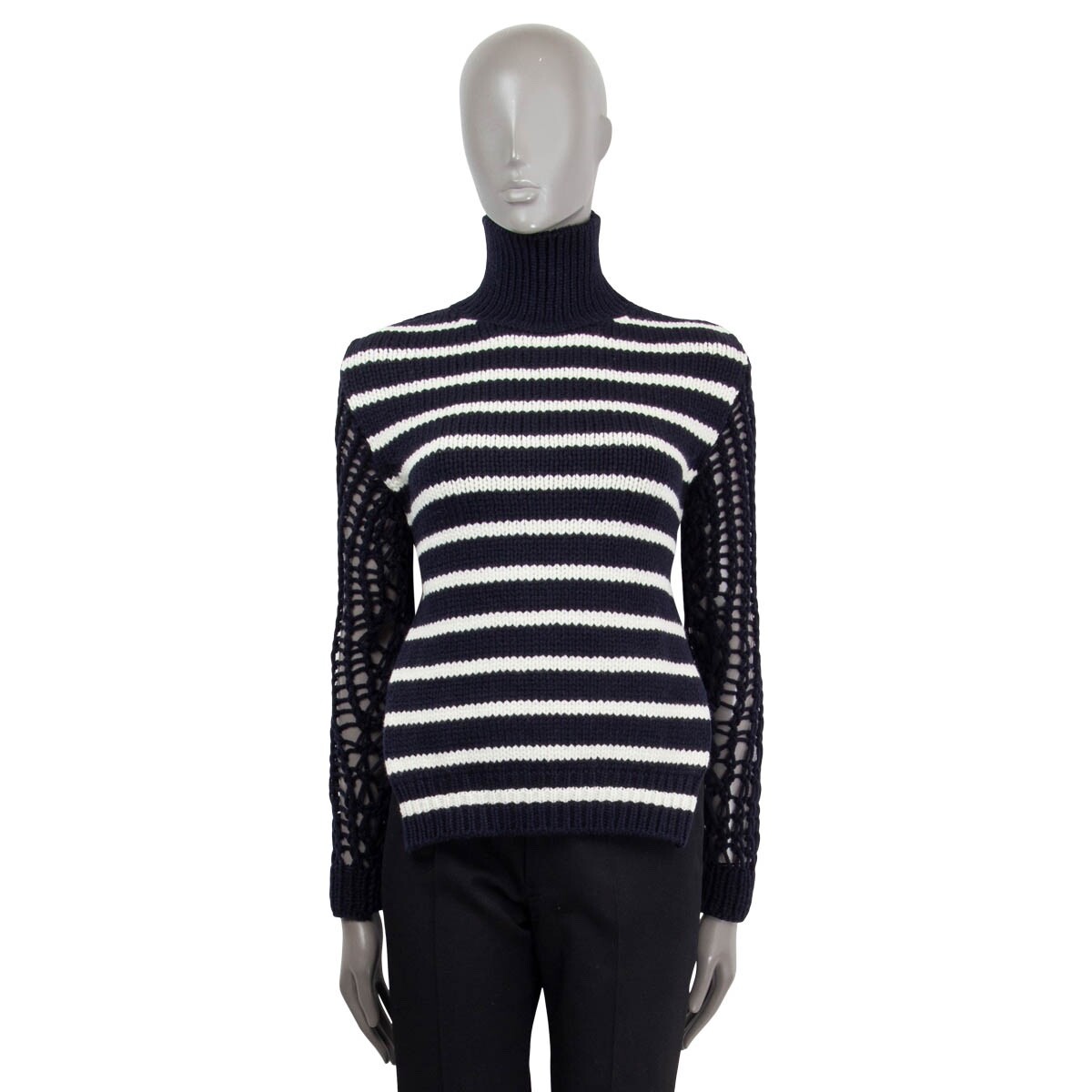 66768 auth CHRISTIAN DIOR navy & ivory wool 2022 STRIPED