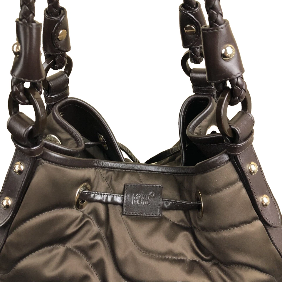 MONTBLANC Handbag Quilted Pattern Brown Shoulder 2 braided Handle magnetic - Image 4 of 4