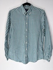 Brooks Brothers Red Fleece Boys Large Non Iron plaid Button Up Shirt Blue teal