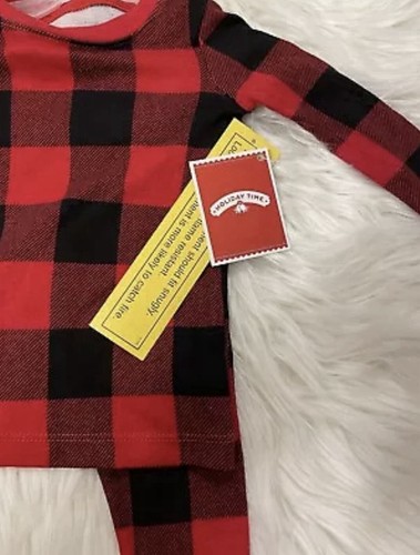 Holiday Time Christmas Buffalo Plaid Pajamas Set Black Red Size 5T Girls Boys - Picture 5 of 7
