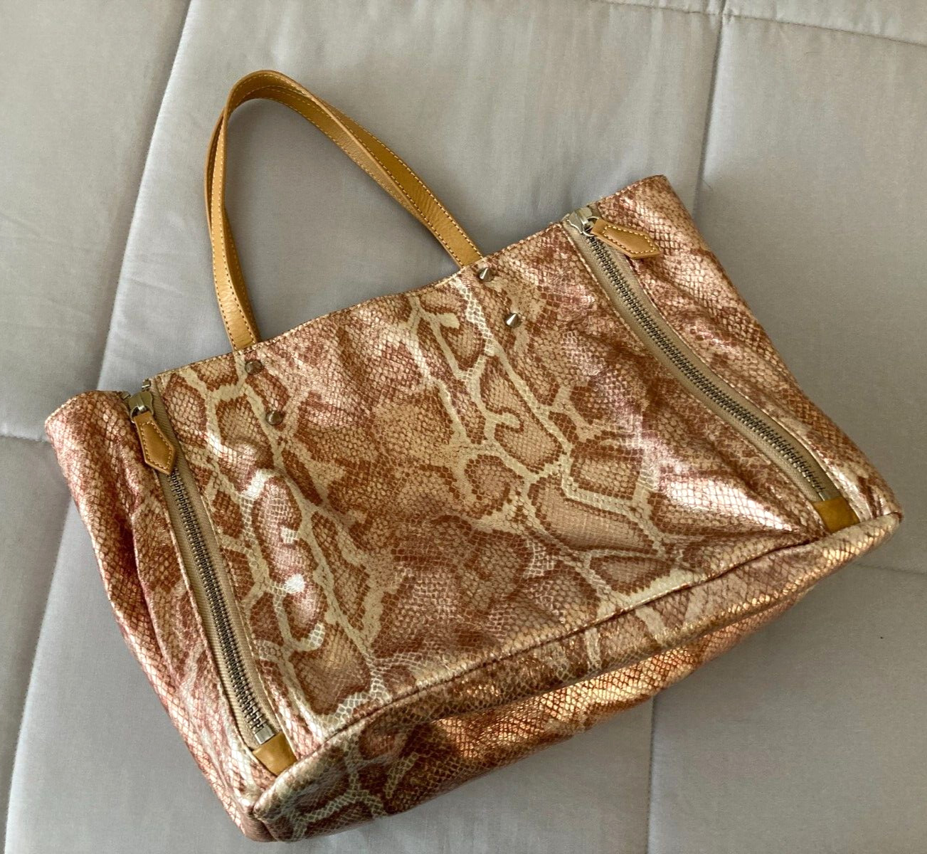 Sam Edelman Python Print Cloth Expanding Zip Tote - image 1