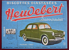 BUVARD - BISCOTTES HEUDEBERT - PEUGEOT "403" - TIMBRE MICKEY - VOITURE -