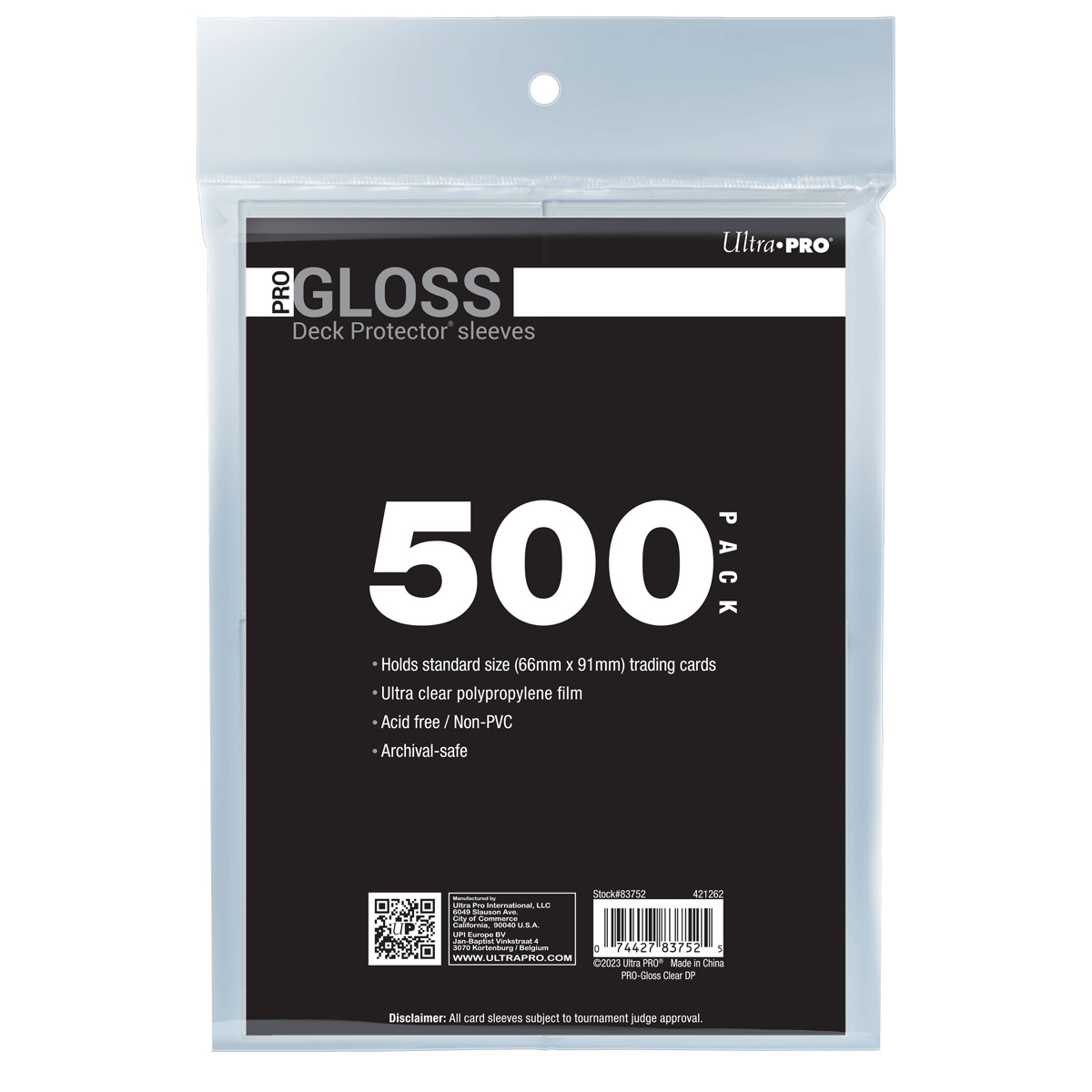 Ultra PRO Gloss Standard Deck Sleeves Protector High Clarity Organizer 500 Ct