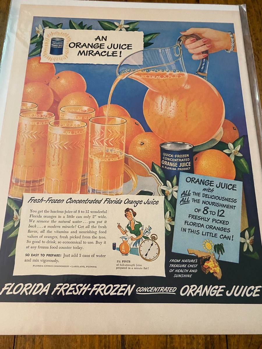 Refreshing WILSON'S⭐️TOMATO JUICE⭐️ブリキ看板 Vintage 1950 Florida Frozen Orange Juice An Orange Juice Miracle