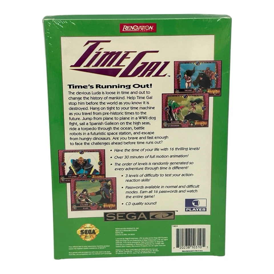 Time Gal (Sega CD, 1993) de fábrica paquete de 6 estuche, nuevo sellado de fábrica raro Foto 3 de 4