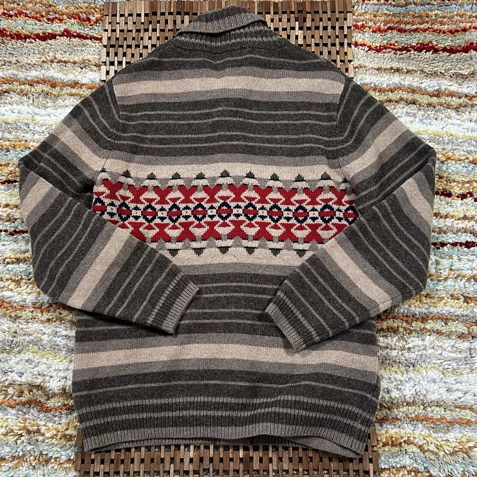Pendleton Lebowski Aztec Lambs Wool Full Zip Shawl Collar Sweater Men’s Medium - Image 3 of 4