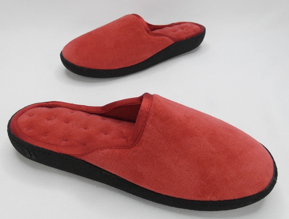 Isotoner Secret Sole Arch Contour Red Brushed Velvet Slippers-Size 5 1/2-6 EUC! - Image 3 of 4