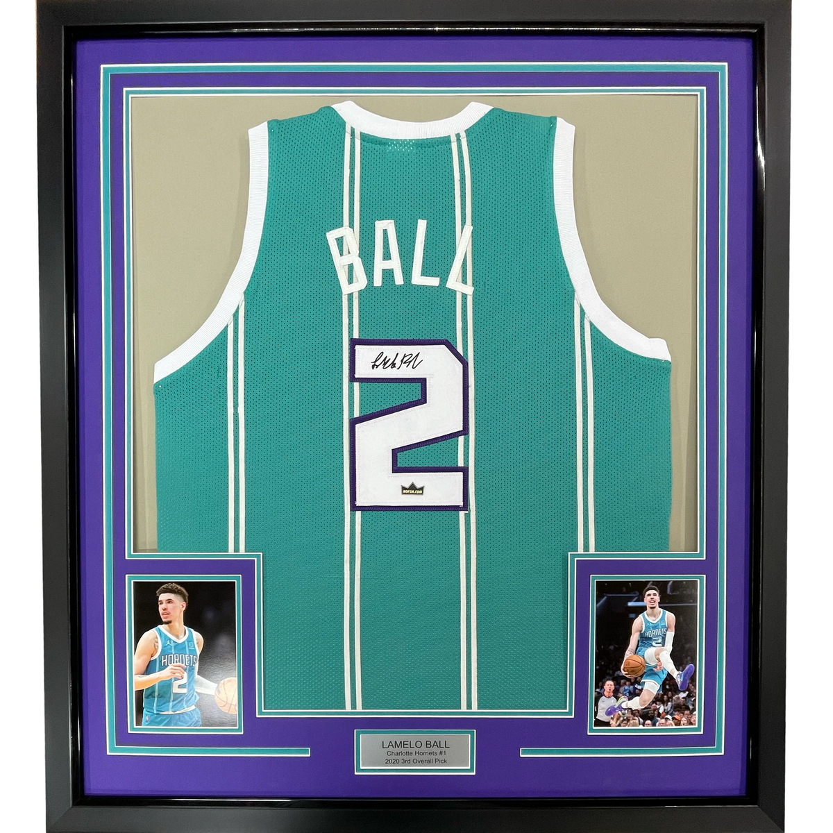 Framed Facsimile Autographed LaMelo Ball 33x42 #2 Teal Reprint