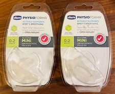 2 Chicco PhysioForma Silicone Orthodontic Pacifier 0-2 Months Open Airway NEW