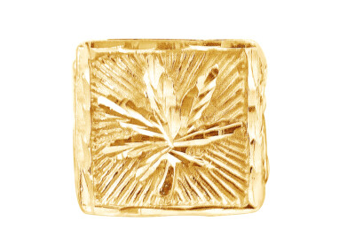 Men's 14kt Yellow Gold Plated Marijuana Cannabis Hemp Pot Leaf