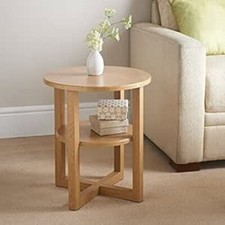 Small Oak Finish Side Table Lamp Plant Coffee Table Hallway Any Room Furniture