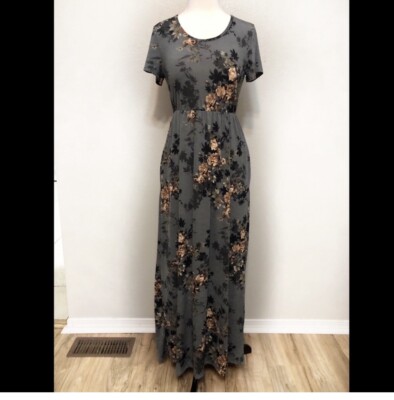 Eloges Floral Maxi Dress Grey Boutique Medium  