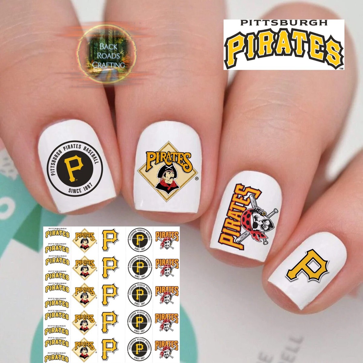 Pittsburg Pirates Baseball Waterslide Nail Art Decals Set Of 50