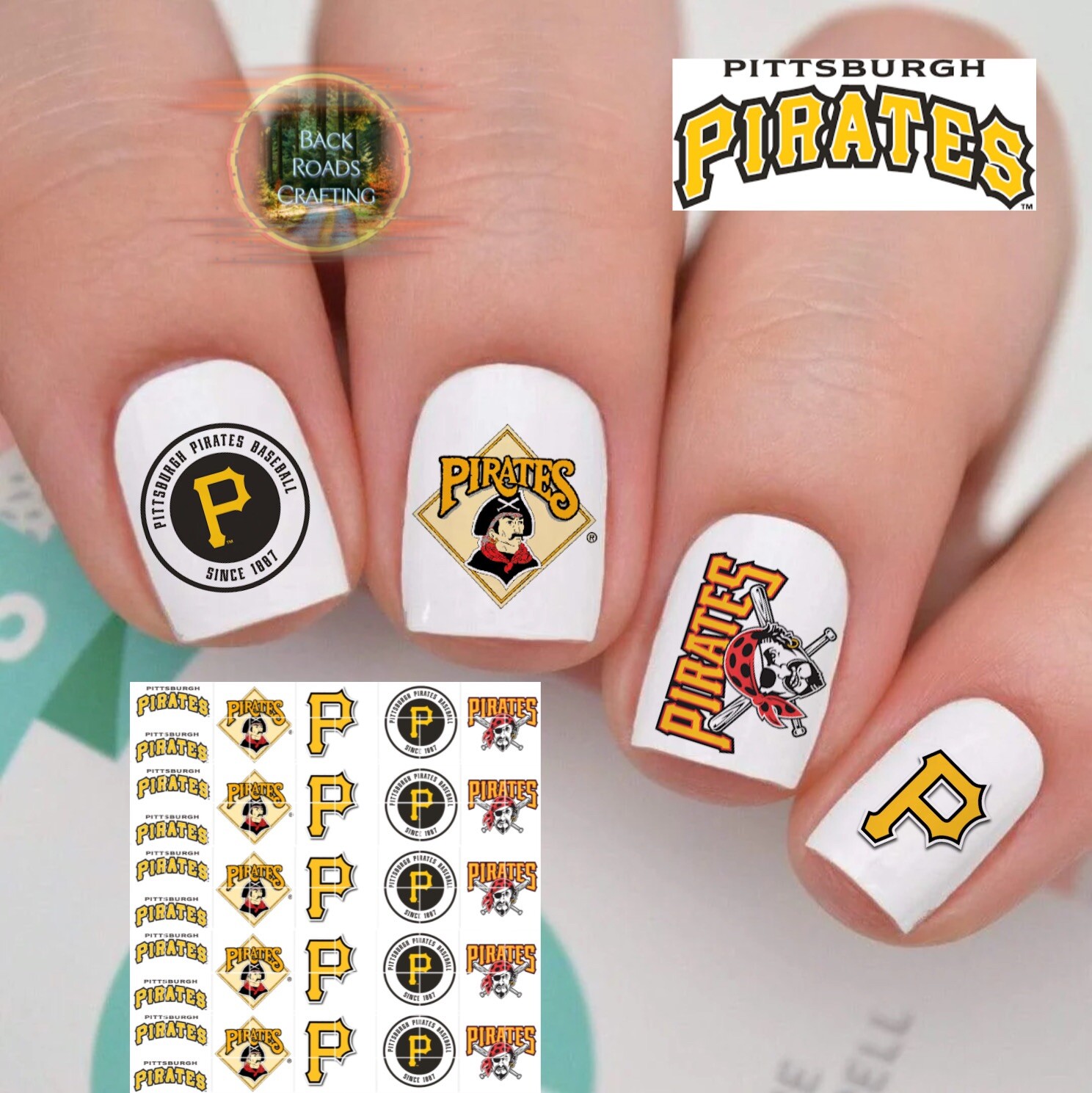 Pittsburg Pirates Baseball Waterslide Nail Art Decals Set Of 50  Instructions