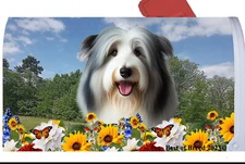 Bearded Collie Summer Flowers Mail Box Cover