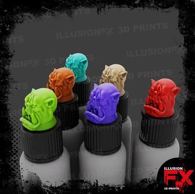 Zwei dünne Mäntel (2TC) - Ork Head Mezgike - 3D-gedruckte Tropfflaschendeckel