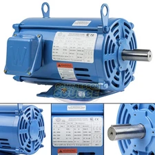 7.5 HP 3 Phase Electric Motor 3500 RPM 184T Frame ODP Open Drip Proof  230/460V