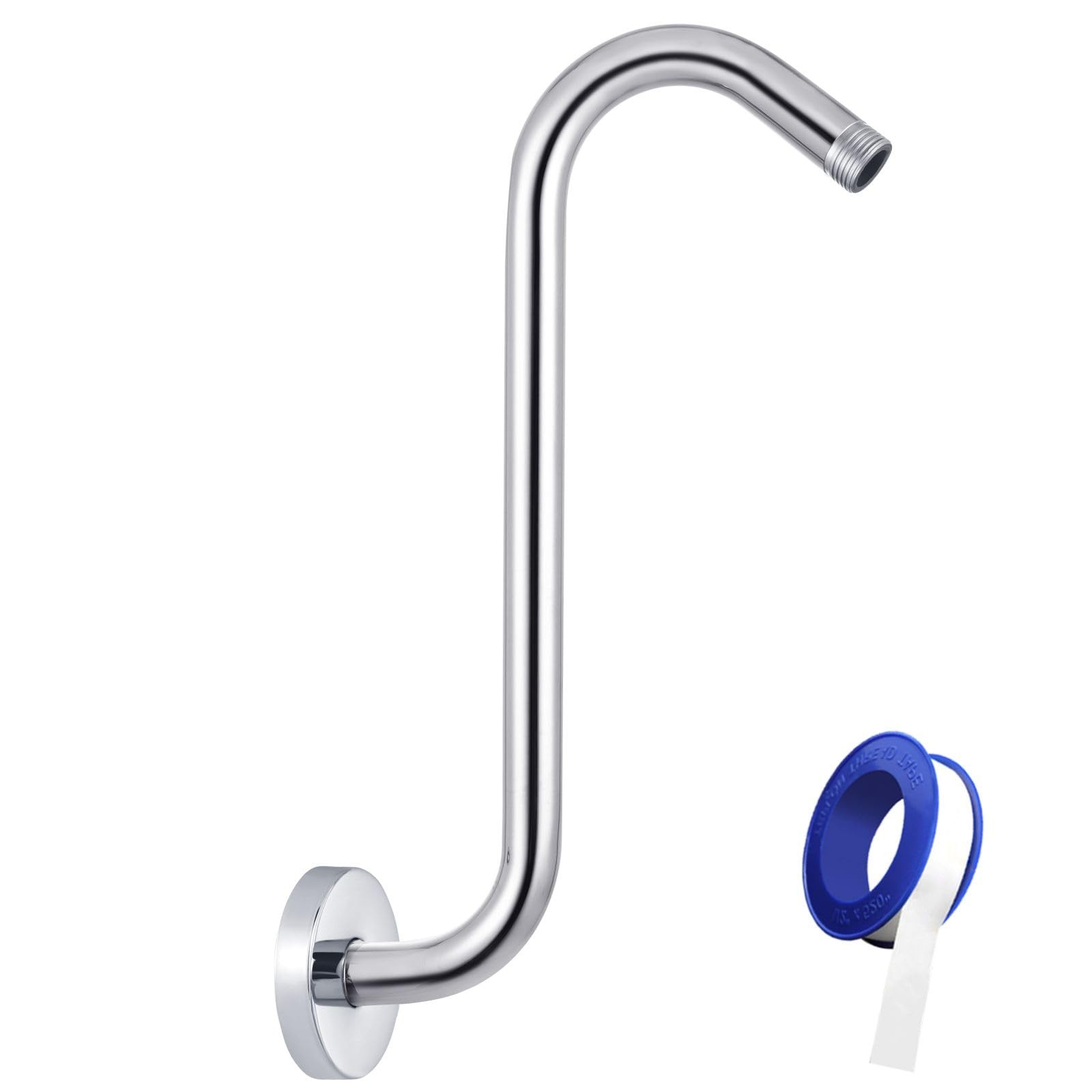 Nuodan Shower Head Extension Arm with Flange, S Shaped High Rise Gooseneck Sh...