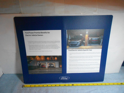 VINTAGE FORD ELECTRIC CAR DEALER SALES TOOL ADV. SIGN PLASTIC  20x16 in - X 159