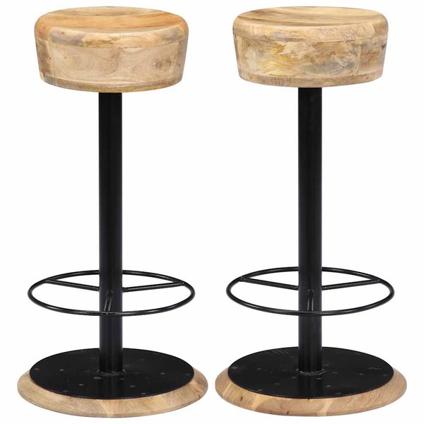 2X Mangoholz Massiv Barstuhl Barhocker Tresenhocker KüChenhocker Bar Vidaxl-image