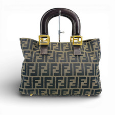 Borsa a mano originale FENDI Zucca Canvas da donna marrone KC050