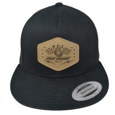P.C.I. Race Radios Snapback Trucker Hat Black One Size Mesh Back Yupoong