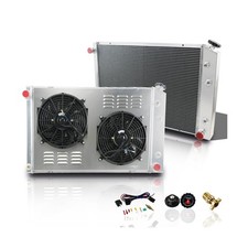 4 Row All Aluminum Radiator 2X12 Fans and Shroud Compatible with GMC Chevy C...