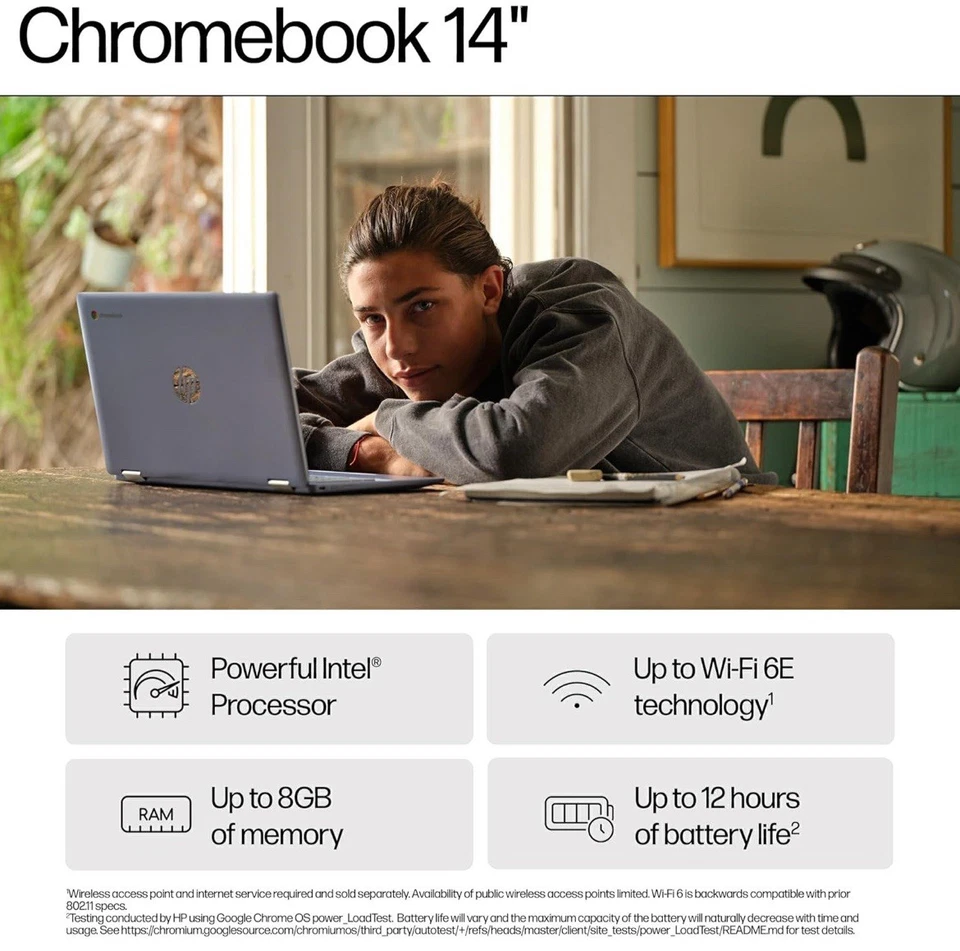 HP Chromebook Plus 14" , Intel Core i3 N-series Processor , 8 GB RAM , 256 GB - Image 3 of 4
