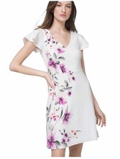 White House Black Market white A-line dress With A watercolor floral print 8