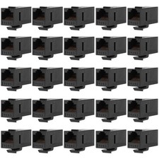 25 PCS CAT6 RJ45 Keystone Coupler Female To Female Ethernet Extender Black