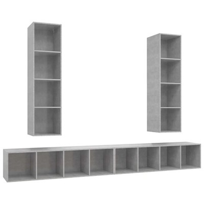 TV-Wandschränke 4 Stk. Betongrau Holzwerkstoff