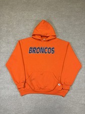 Vintage 90s Russell Athletic Denver Broncos NFL Pullover Hoodie Orange Size XL