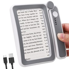 4X Rechargeable Magnifying Glass with Light, Large Rectangular Glass Lens, 10...