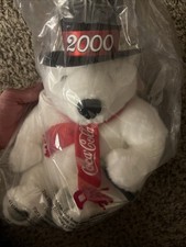 Coca Cola Polar Bear Plush stuffed 2000 Top Hat 14 inch with tags Sealed In Bag