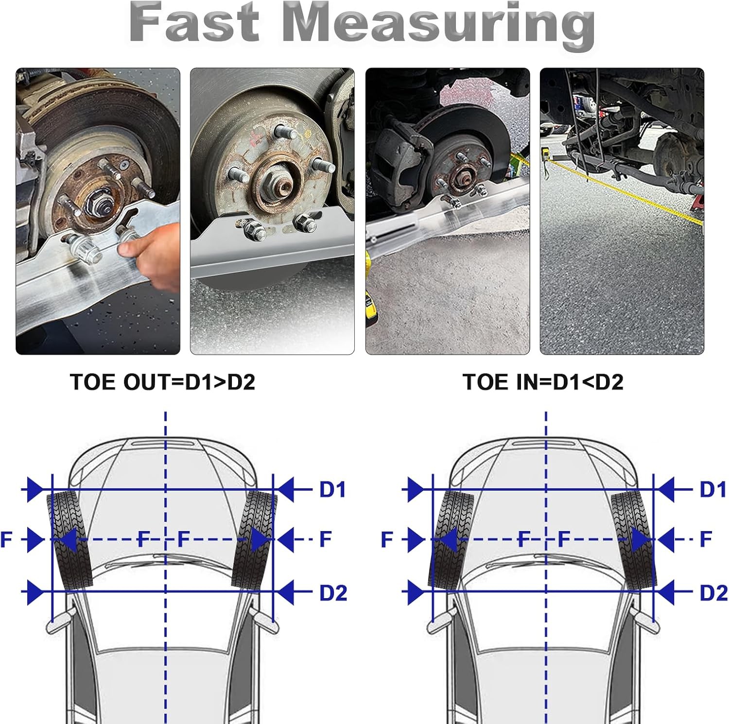 Wheel Alignment Tool with Tape Measures,Heavy Duty Toe Alignment Tool Plates,Car
