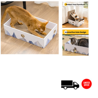 Katzenkratzbrett mit Box Beidseitig Groß Weiß