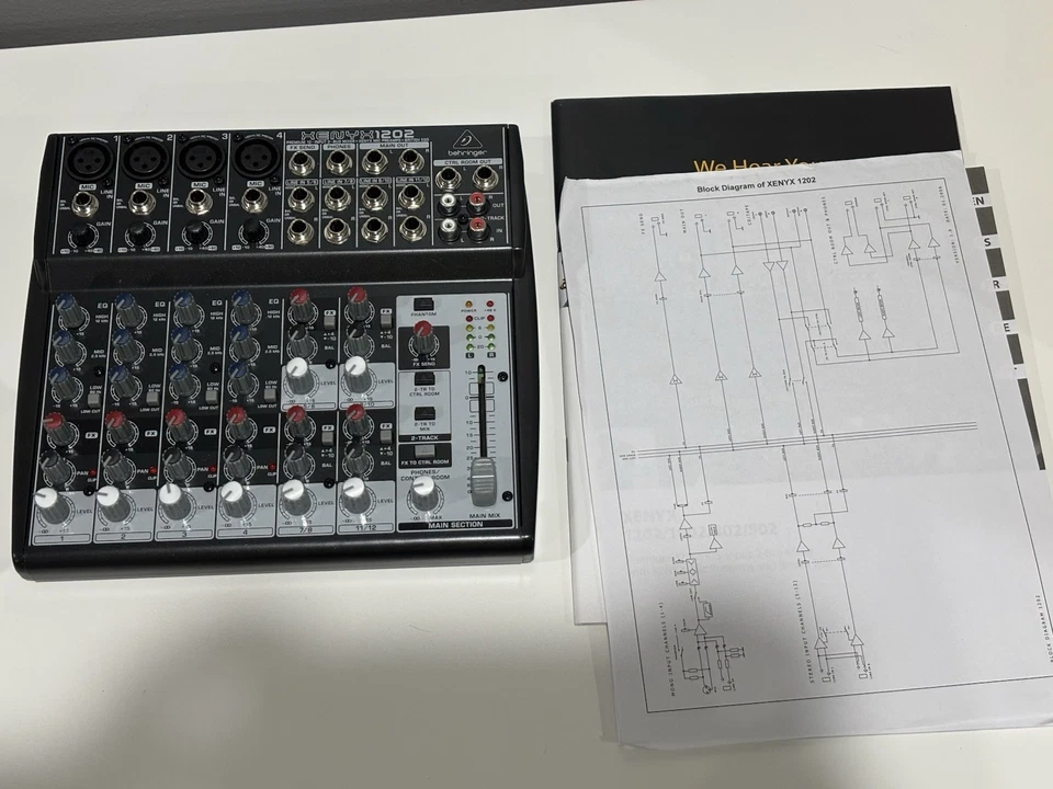 Nuevo mezclador de 12 entradas Behringer XENYX 1202 Open Box + micrófono Nady SP-4C Foto 2 de 4