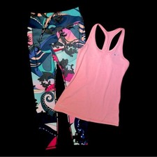 Nike Multicolor Dri-FIT Running Leggings Medium w/ Nike DriFit tank Small  SET 