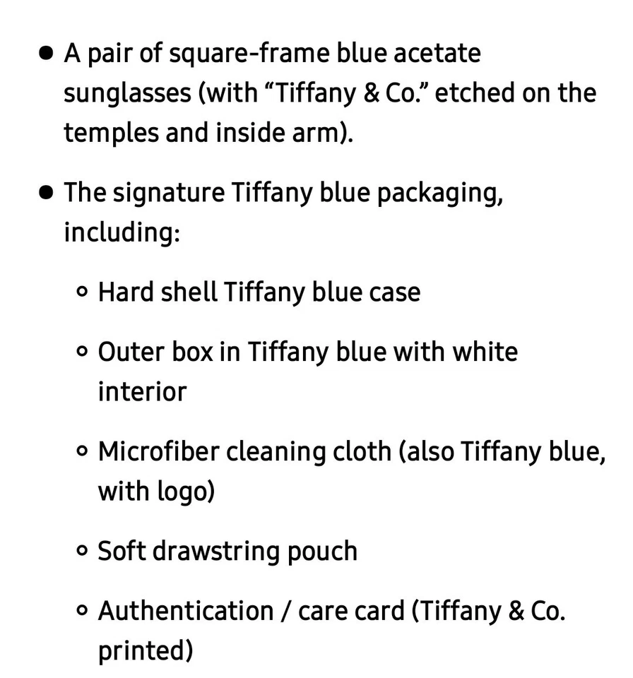 NEVER WORN  Blue Tiffany Sunglasses With All Accessories, case and box - New. - Image 2 of 2