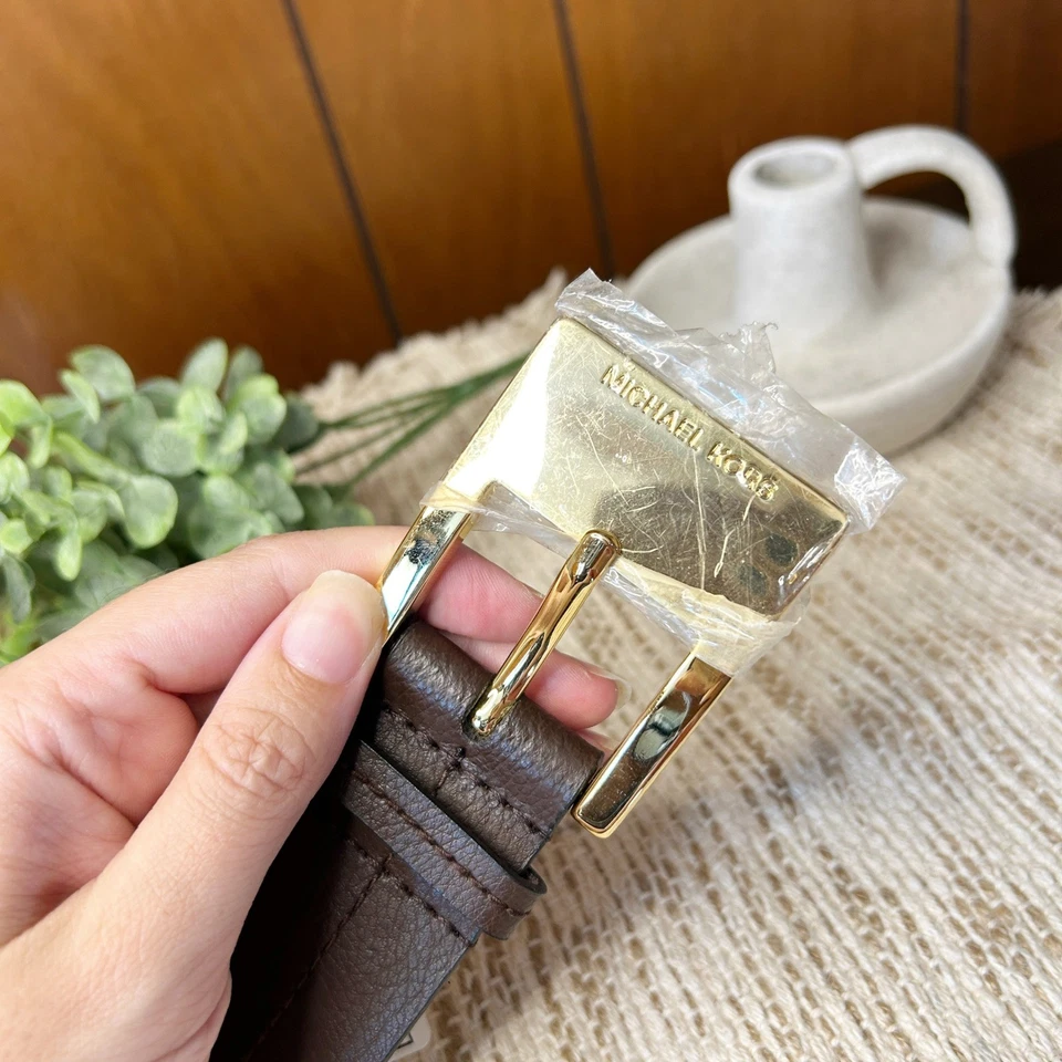 Cinturón Michael Kors Cuero Marrón Mediano - Hebilla Dorada, Nuevo Sin Etiquetas Foto 2 de 4