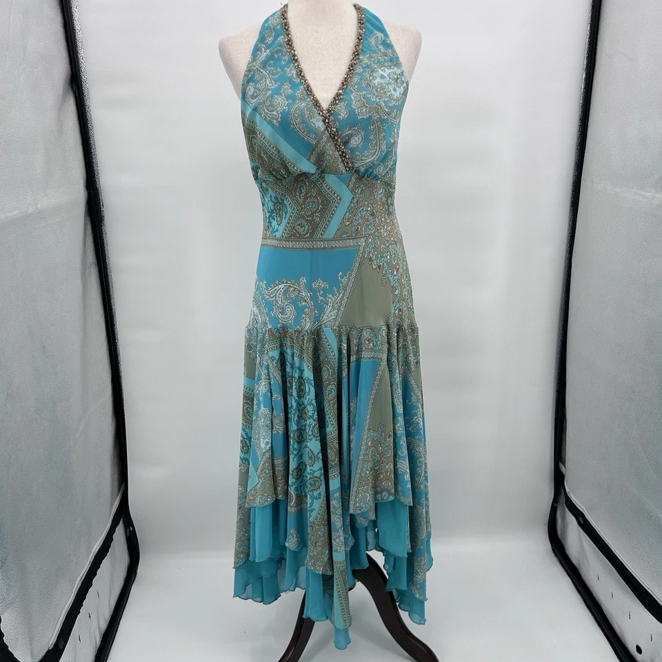 Vestido Halter De Colección Dressbarn Para Mujer Y2K Asimétrico Fairycore Talla 16 Boho Indie Foto 3 de 4