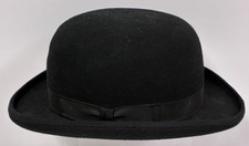 CHRISTYS' LONDON BOWLER HAT WOOL HAND MADE BLACK RED LINING HEADWEAR