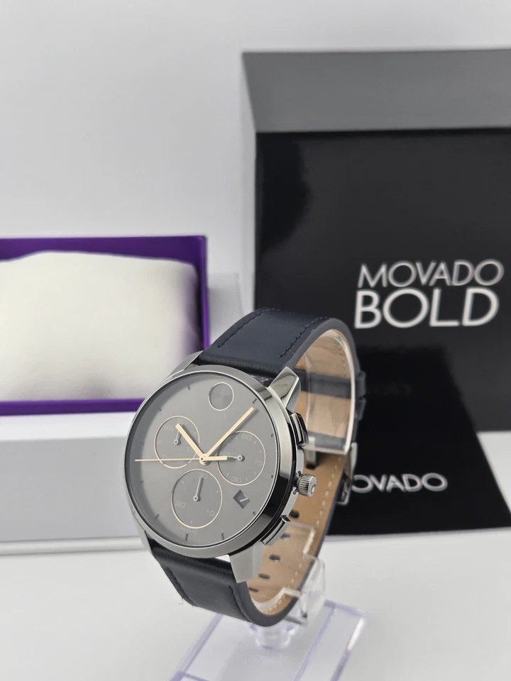 Reloj para hombre Movado Bold 3600720 esfera gris correa de cuero restaurado Foto 4 de 4