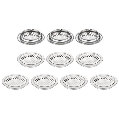 10pcs Circular Air Vents 2.1'' Stainless Steel Flat Louver Soffit Vent, Silver