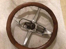 Lokwel Fat Man Steering Wheel. Wood Rim Aluminum Spokes Steel Hub With 2 Keys