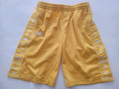Kappa Boys 12Y Banda Treadwell Z Shorts Yellow Logos 10in Inseam Casual NWT