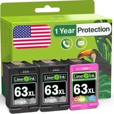 3 Pk 63XL Ink Cartridge for HP Envy 4512 4516 4520 4522 OfficeJet 3830 4650 5255