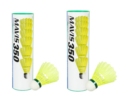 2X Yonex Mavis 350 Green Cap Shuttlecock 12pcs Yellow