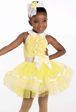 Dance Costume Small Child Yellow Weissman 12469 Tap Jazz Sequin Tutu Dress
